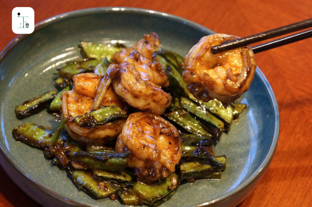 prawn and Thai bean fried with handmade spicy sauce in Shatin 18, Hyatt Regency Shatin, Hong Kong