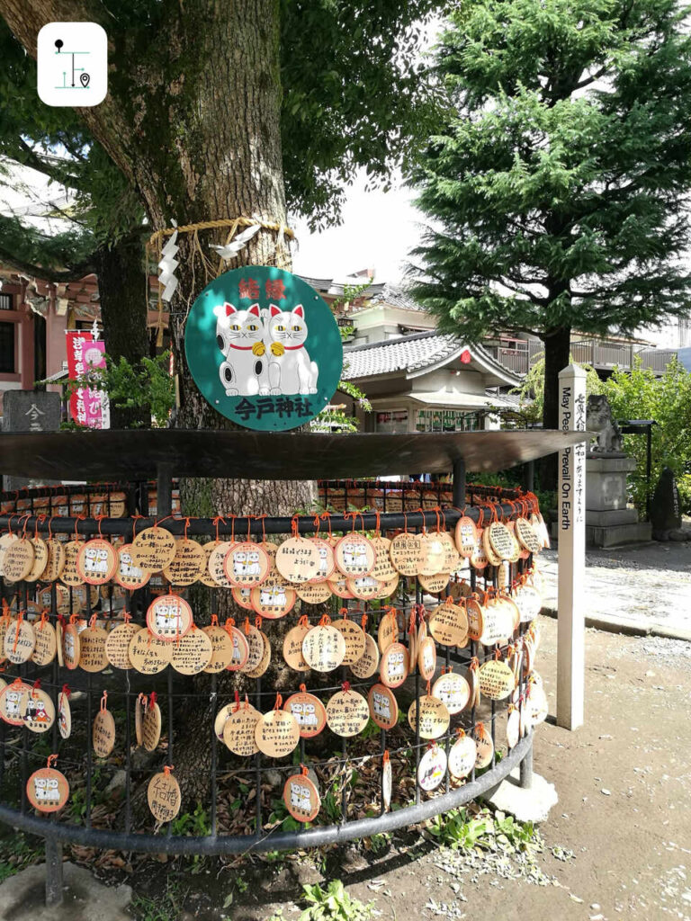 wooden wishing board hanging inside the Japanese 'cat temple'