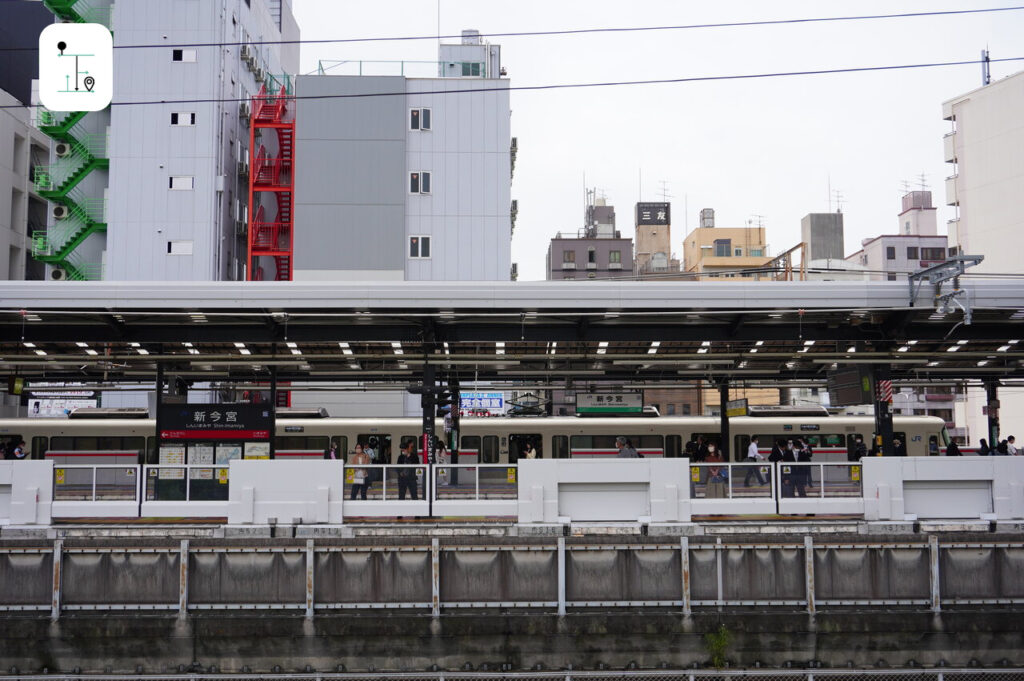 the OMO7 Osaka is facing the JR Shin-Imamiya station.