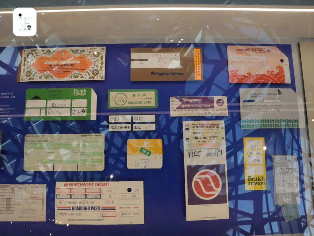 boarding passes from different airlines shown in AIRSIDE 各間航空公司的登機證