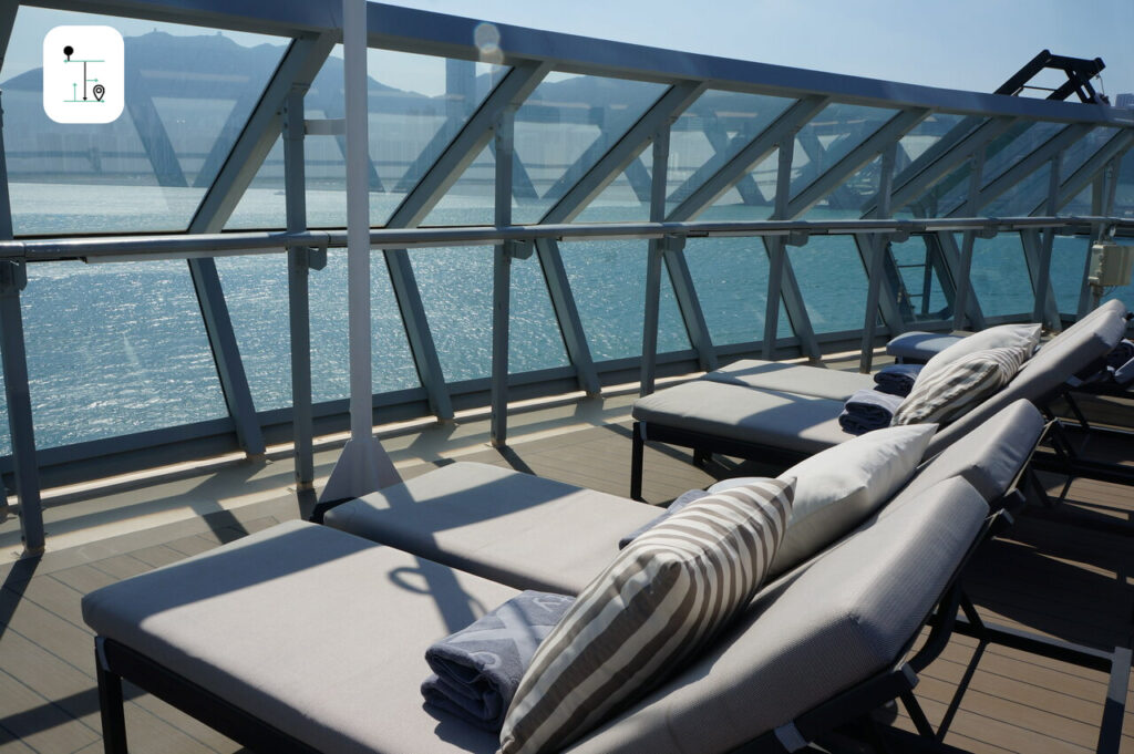 The retreat on deck floor with sunbathing seat on Celebrity Millennium