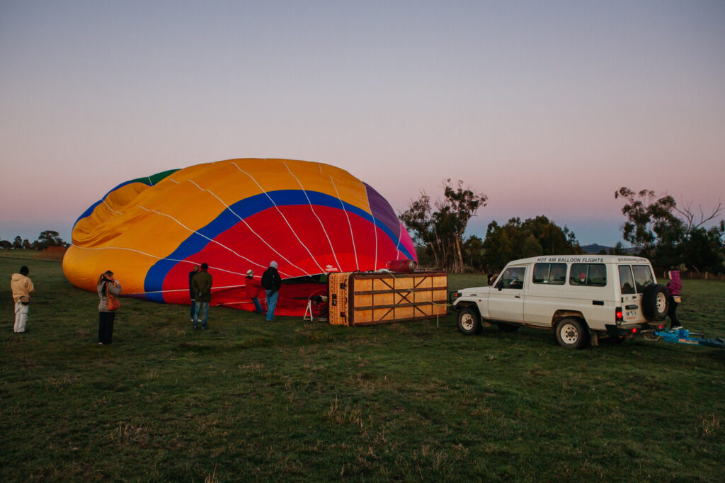 Participants have to help before and after taxing in the balloon.