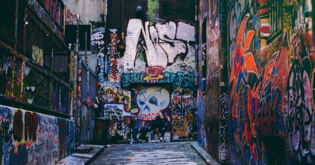 Full of Graffiti on the walls of Hosier Lane, Melbourne