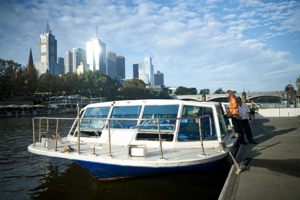 A lady onboard on the Yarra River, Melbourne.