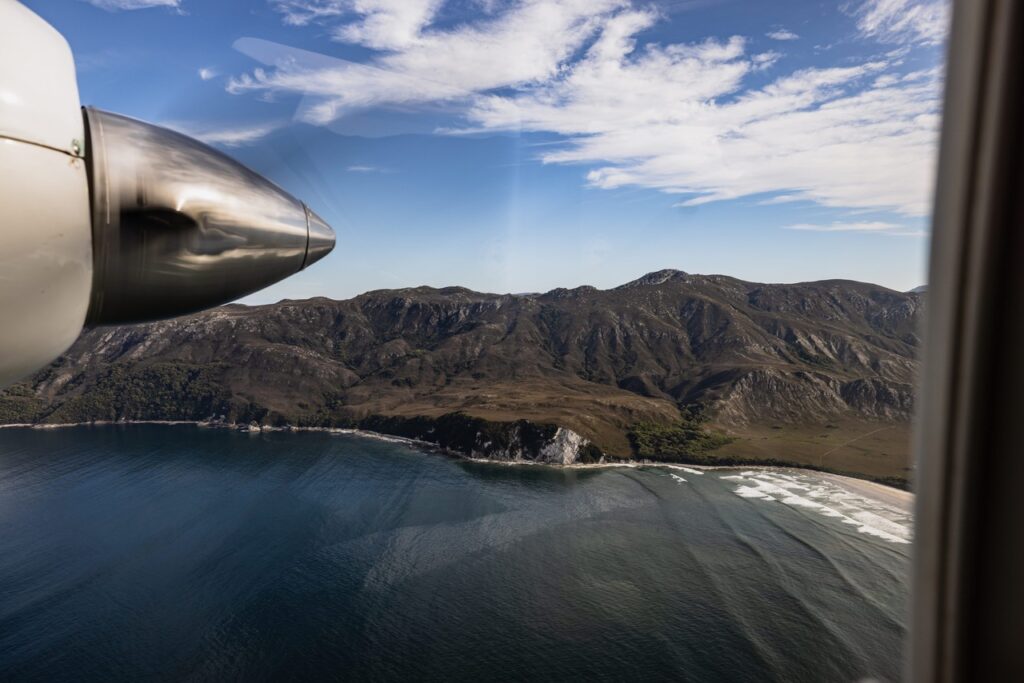 Par Avion fly over the islands around the South East Tasmania, Australia