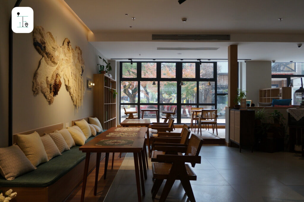 lobby area with the little reading area inside the Timeless Boutique Hotel, Shanghai