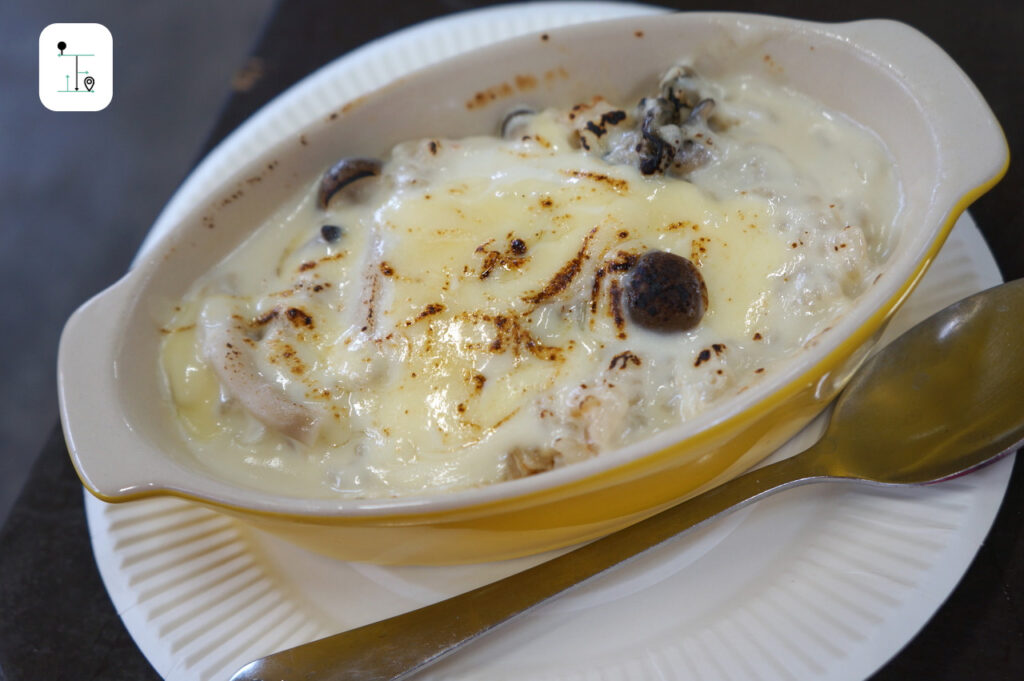 seafood and oyster doria with cheese