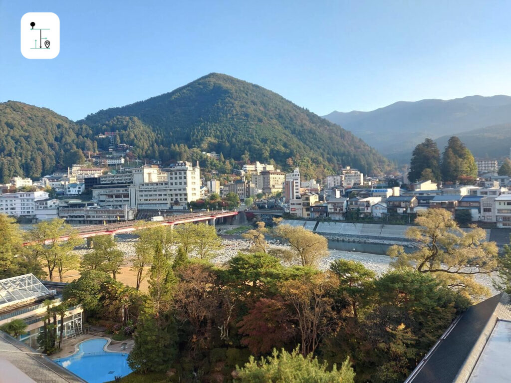 room view facing river and overlook whole Gero Onsen area