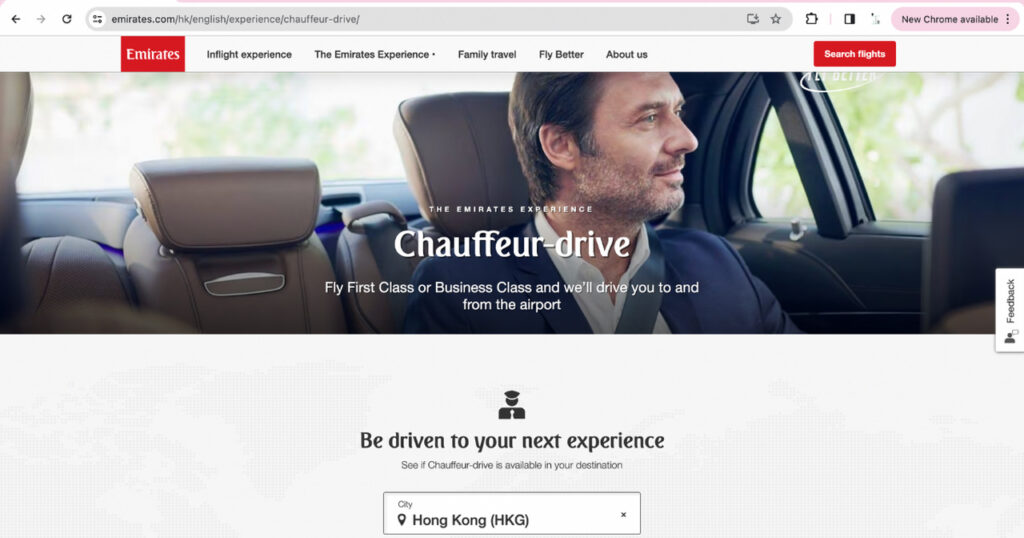 website for bookoing the Chauffeur-drive