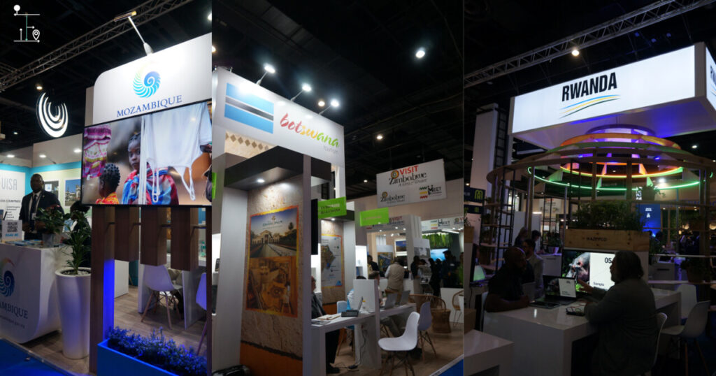 booths from African countries: Mozambique, Botswana & Rwanda.