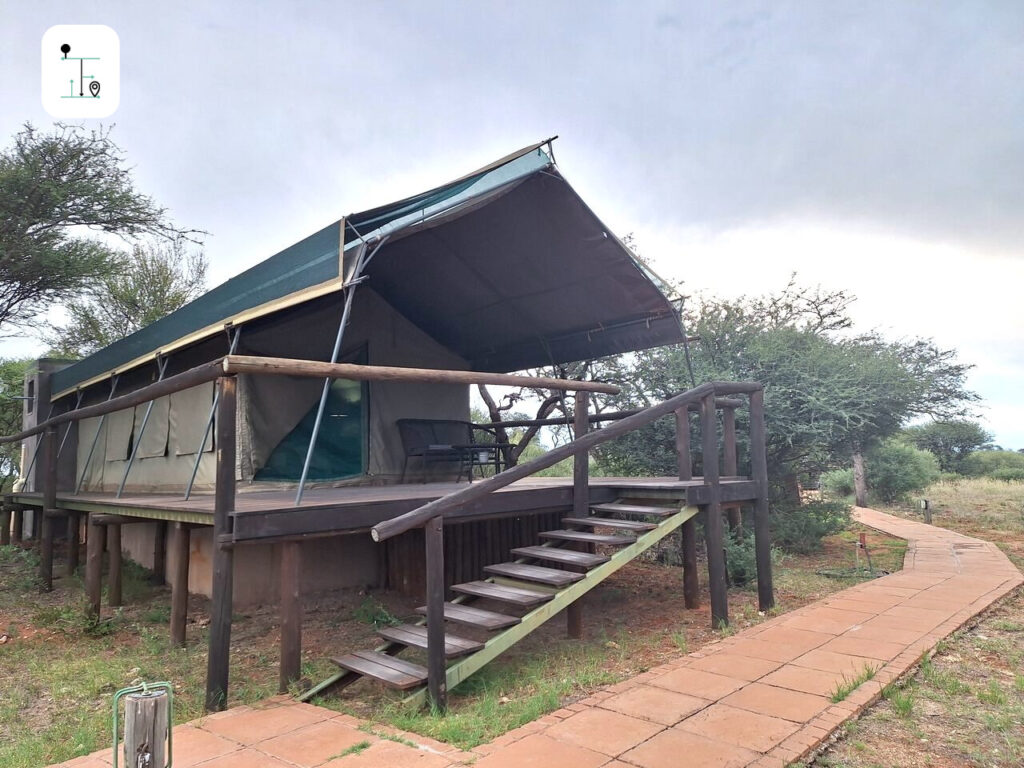 The luxury tent in the Mattanu Private Game Drive, Kimberly, South Africa.